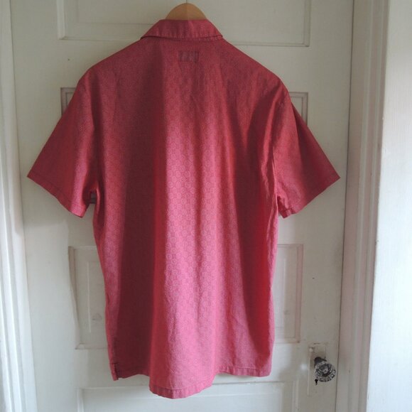 Onia Red & White Circle Dot Print Short Sleeve Button Shirt M - Picture 7 of 9